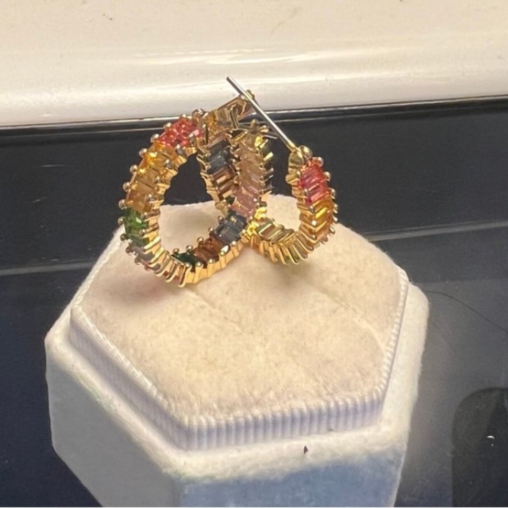 Swarovski Gold Multicolor Hoop Earrings